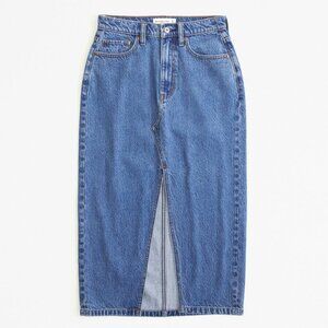 Abercrombie & Fitch Denim Midi Skirt Medium Marble Wash 6T NWT
